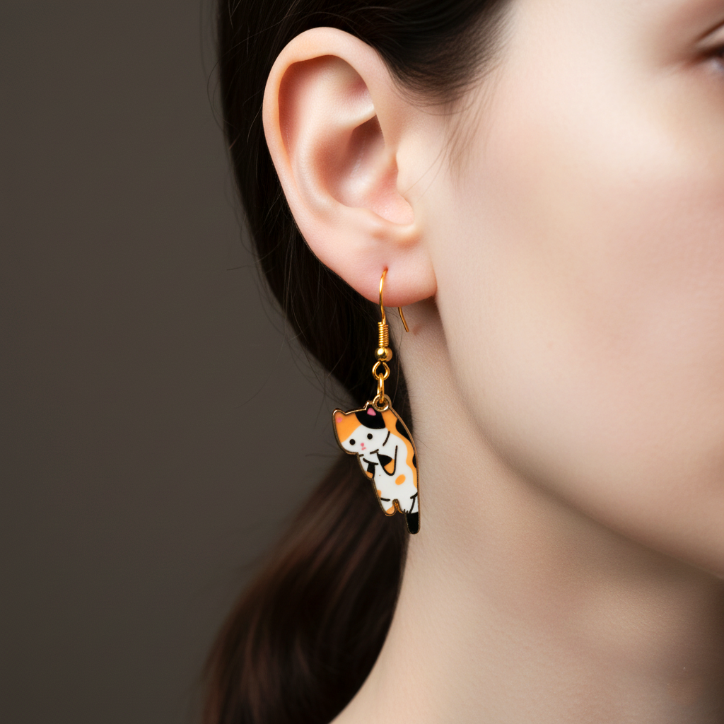 Hanging Kitten Earrings