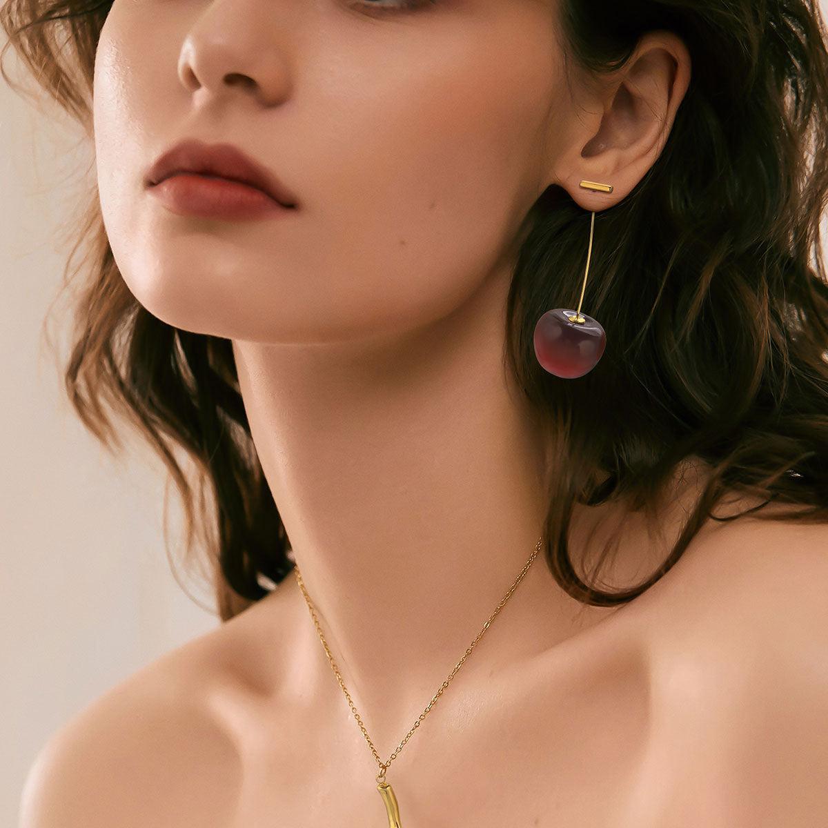 Cherry Earrings - Matte Dark