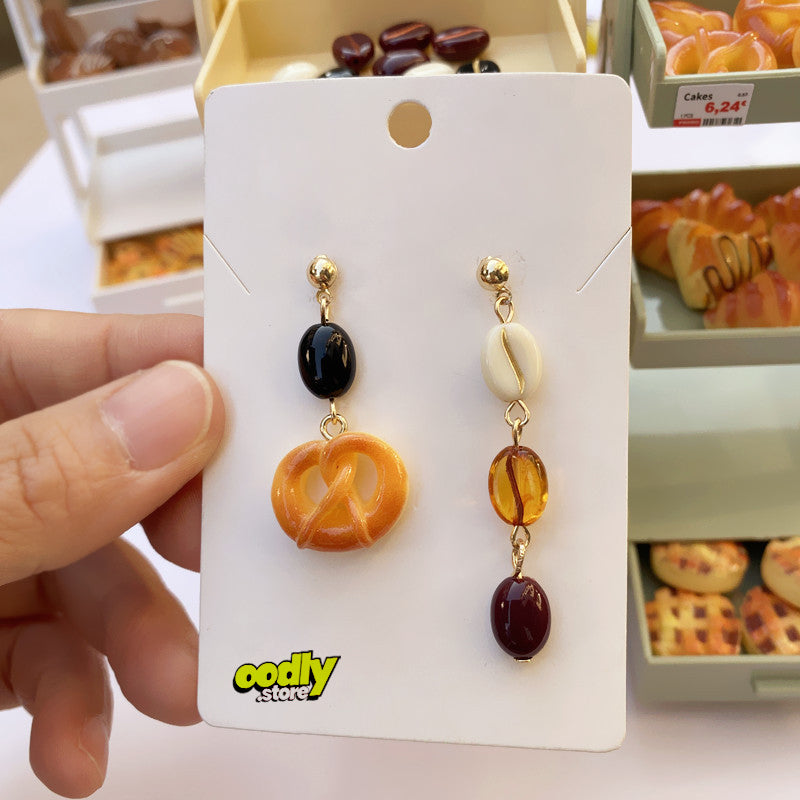 Coffee Beans & Pretzel Earrings